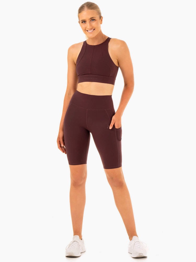 Ryderwear Reset High Waisted Pocket Bike Shorts Choklad | QVH-378296