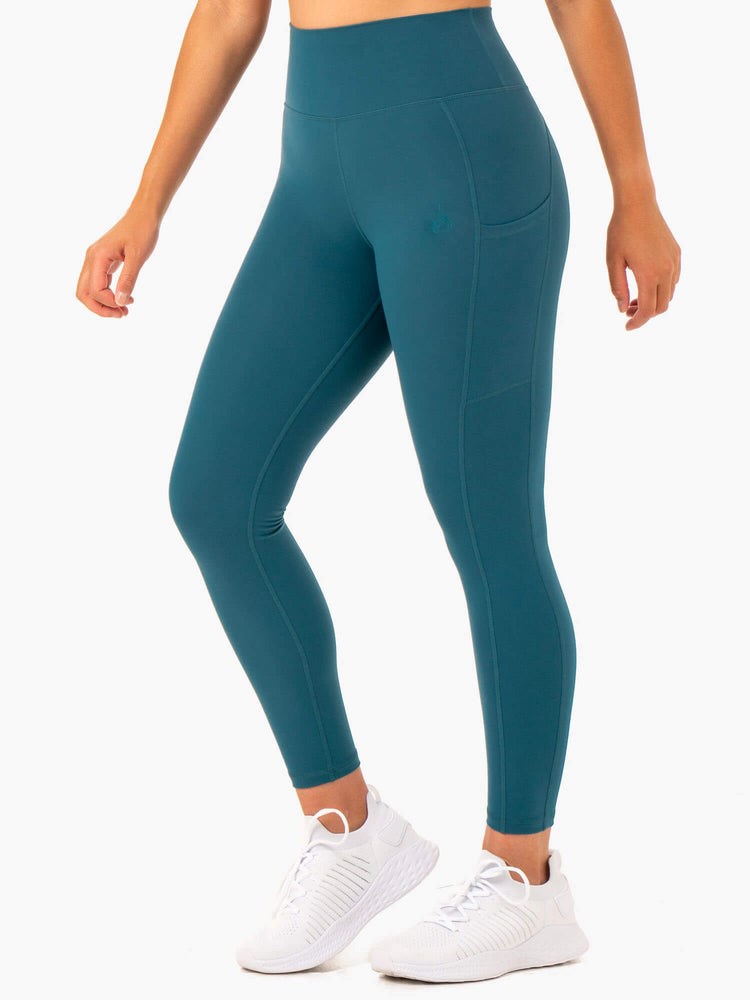 Ryderwear Reset High Waisted Pocket Leggings Teal | FOQ-314628