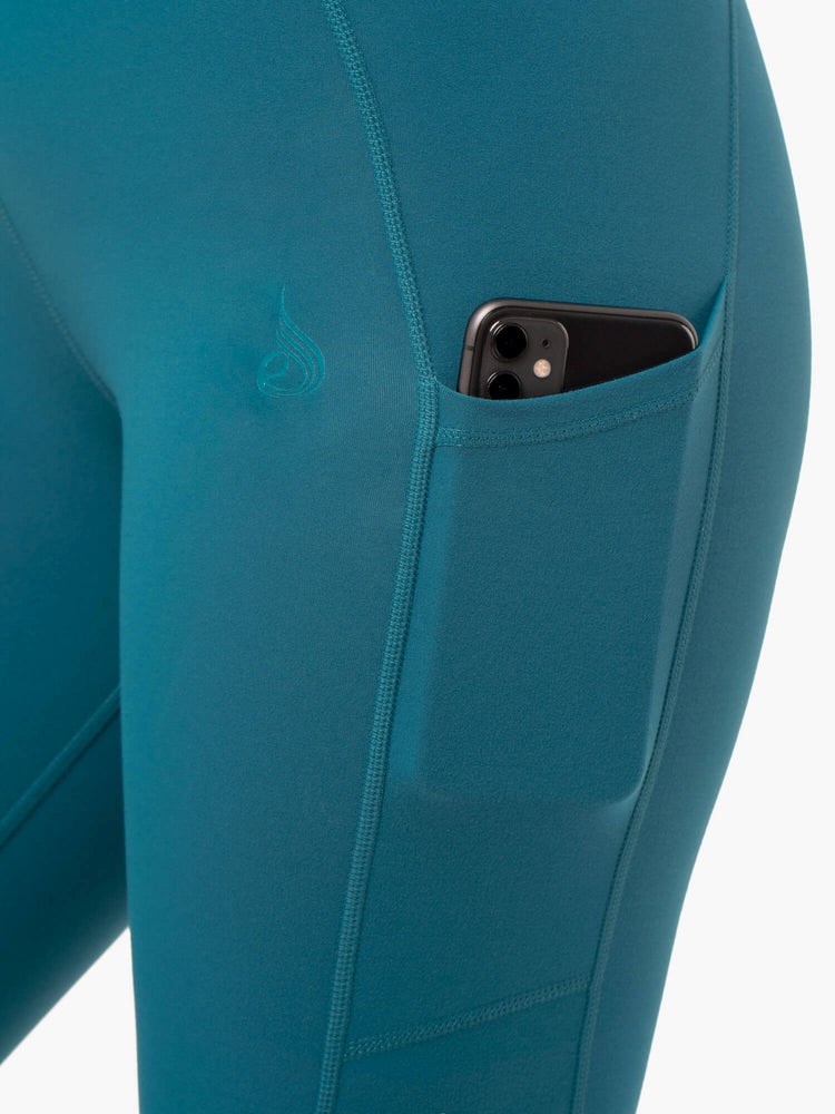 Ryderwear Reset High Waisted Pocket Leggings Teal | FOQ-314628