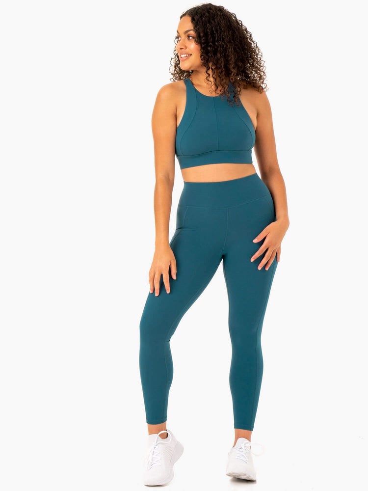 Ryderwear Reset High Waisted Pocket Leggings Teal | FOQ-314628