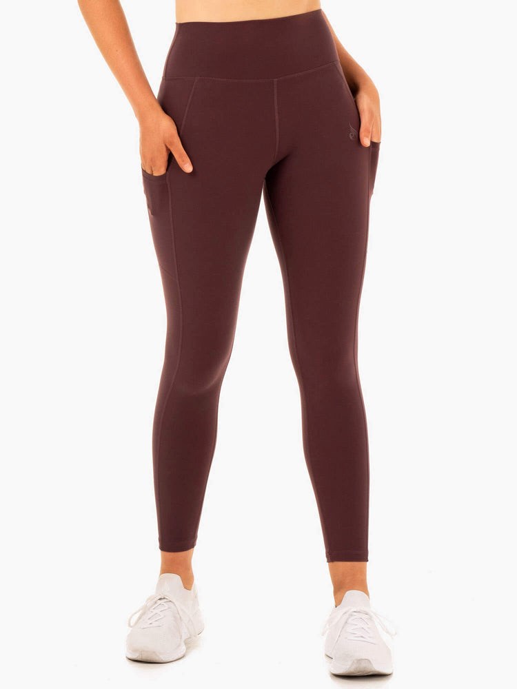 Ryderwear Reset High Waisted Pocket Leggings Choklad | NAR-186942