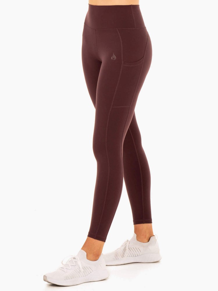 Ryderwear Reset High Waisted Pocket Leggings Choklad | NAR-186942