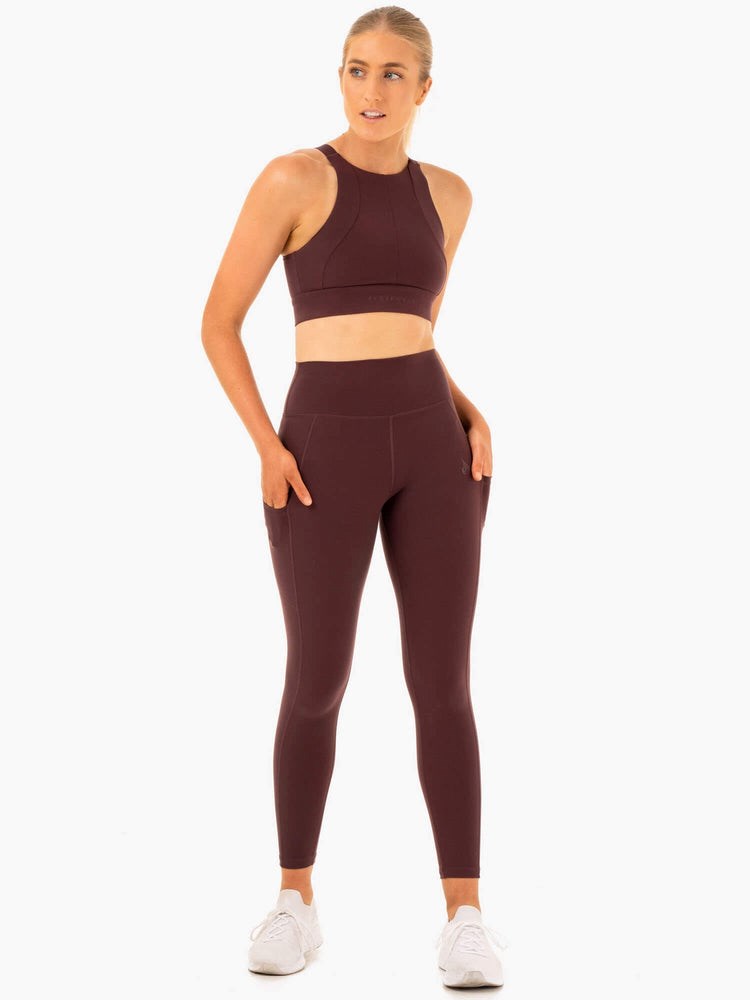 Ryderwear Reset High Waisted Pocket Leggings Choklad | NAR-186942