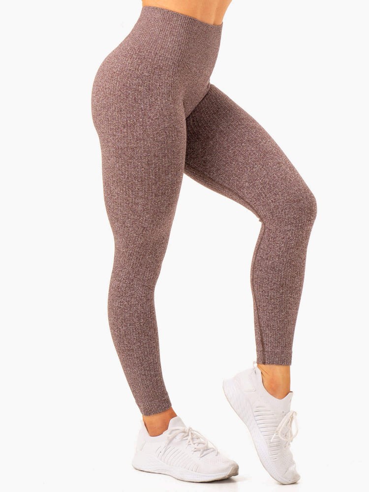 Ryderwear Rib Seamless Leggings Choklad | ZPR-721598