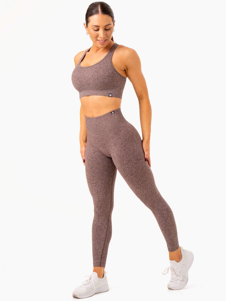 Ryderwear Rib Seamless Leggings Choklad | ZPR-721598