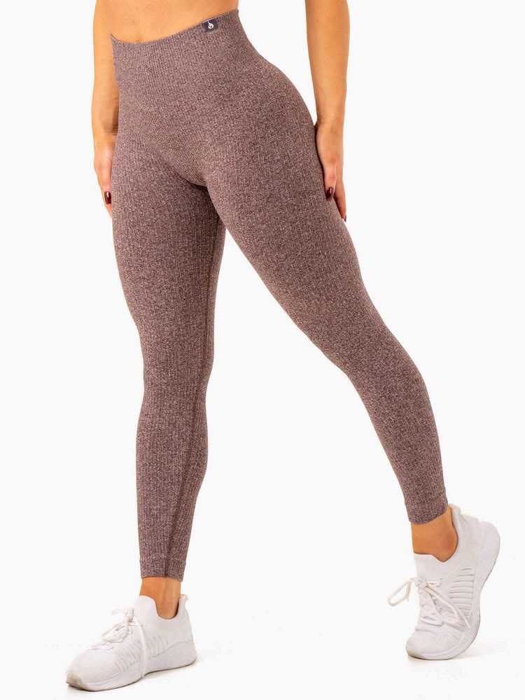 Ryderwear Rib Seamless Leggings Choklad | ZPR-721598