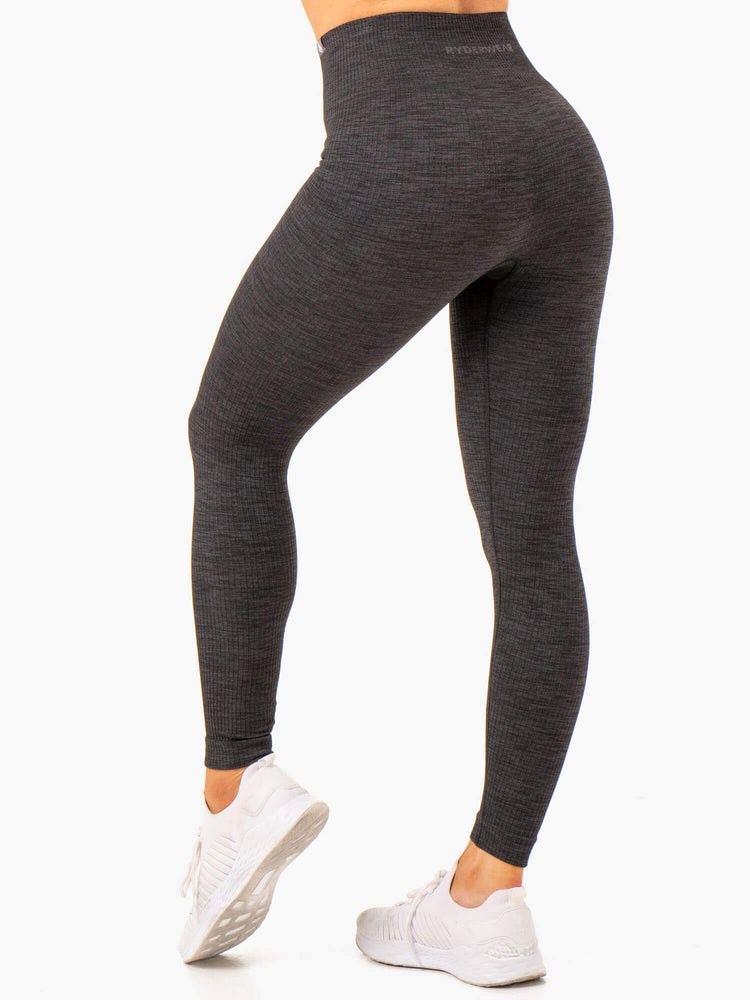 Ryderwear Rib Seamless Leggings Svarta | FTR-136287