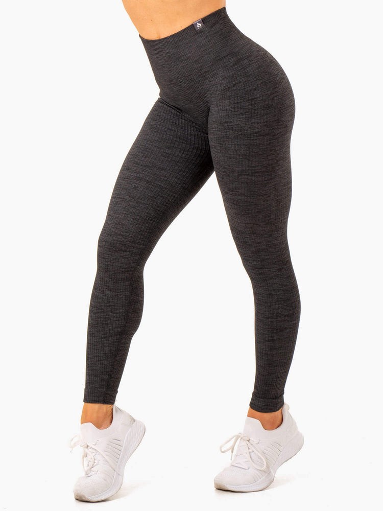 Ryderwear Rib Seamless Leggings Svarta | FTR-136287