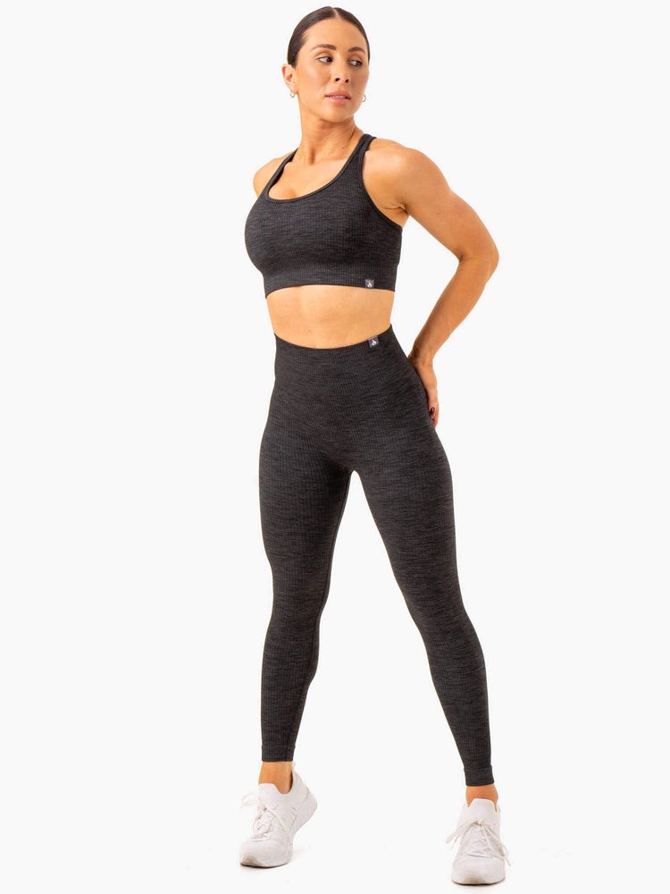 Ryderwear Rib Seamless Leggings Svarta | FTR-136287