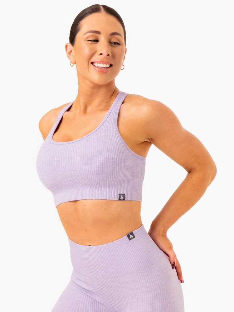 Ryderwear Rib Seamless Sports Bra Lavendel | DGT-397852