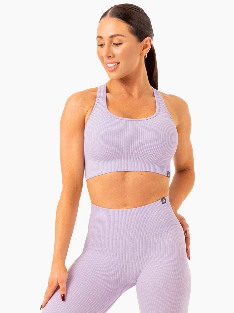 Ryderwear Rib Seamless Sports Bra Lavendel | DGT-397852