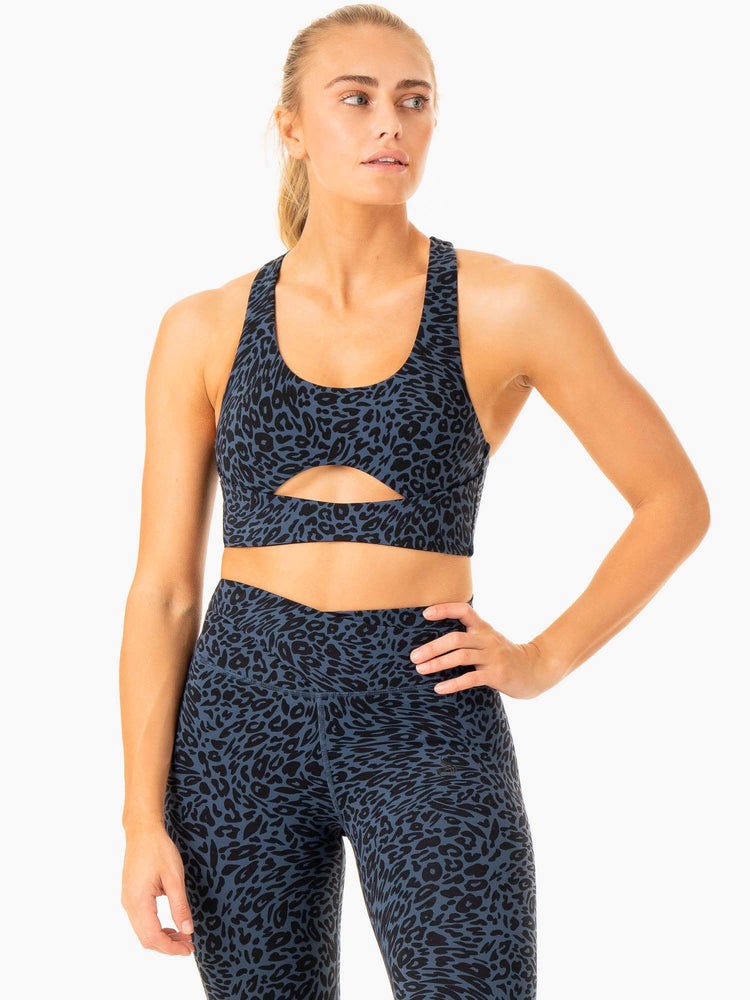 Ryderwear Rotation Sports Bra Marinblå Leopard | HXS-805639