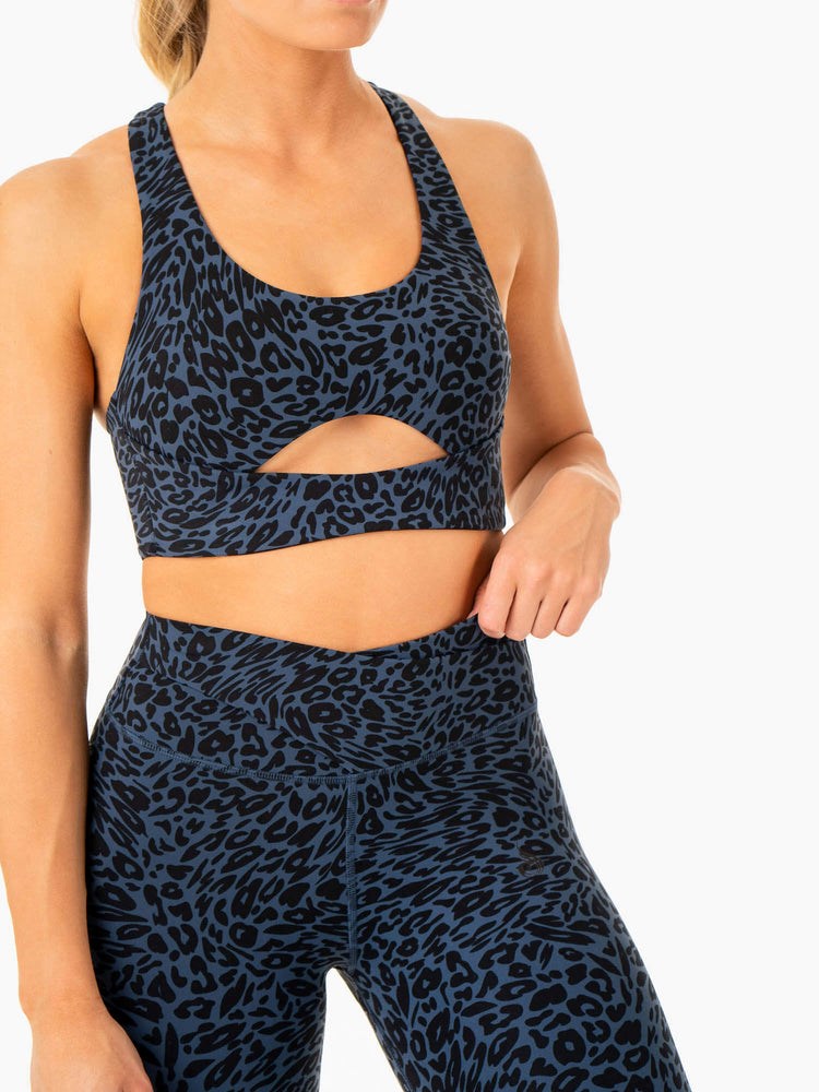 Ryderwear Rotation Sports Bra Marinblå Leopard | HXS-805639