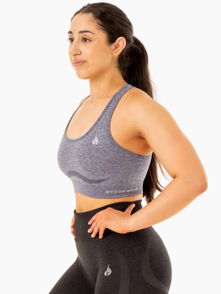 Ryderwear Sculpt Seamless Racer Back Sports Bra Marinblå | BGT-245781