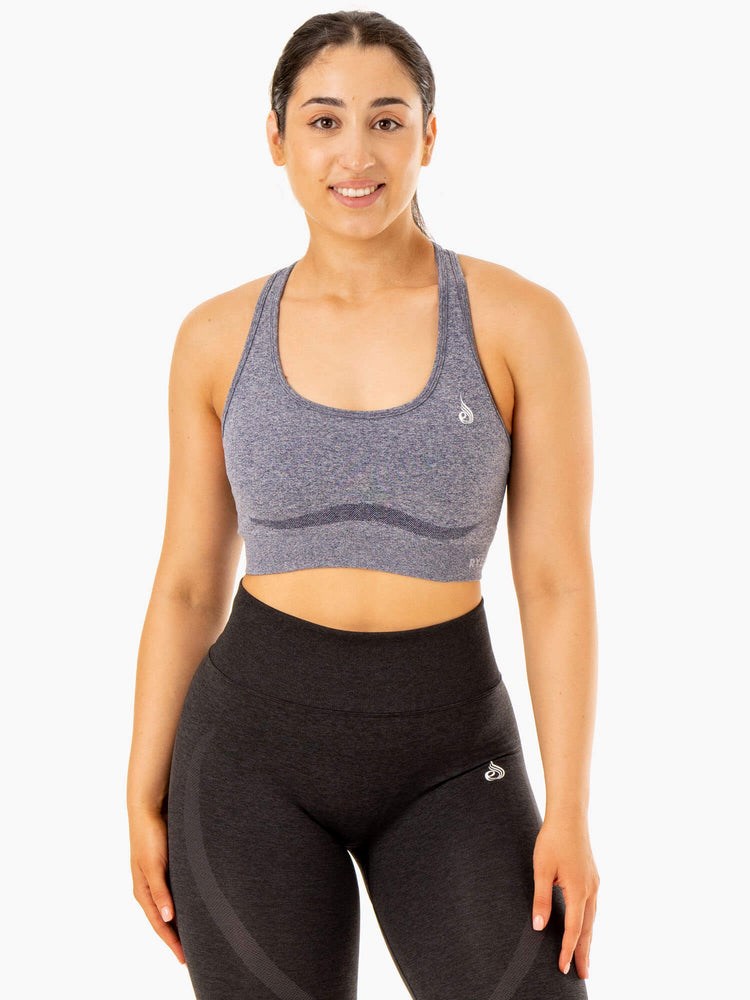 Ryderwear Sculpt Seamless Racer Back Sports Bra Marinblå | BGT-245781