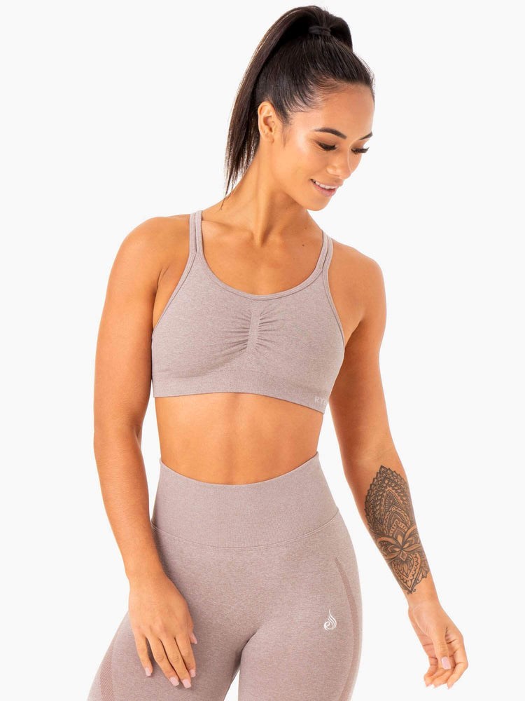 Ryderwear Sculpt Seamless Sports Bra Mushroom Marl | FOK-358019