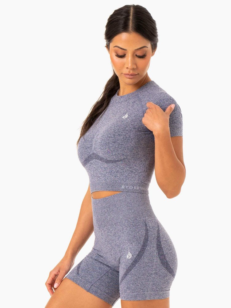 Ryderwear Sculpt Seamless T-Shirt Marinblå | ZVN-643859