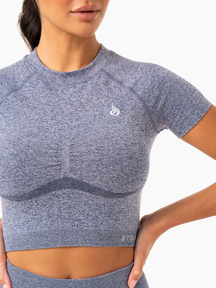 Ryderwear Sculpt Seamless T-Shirt Marinblå | ZVN-643859