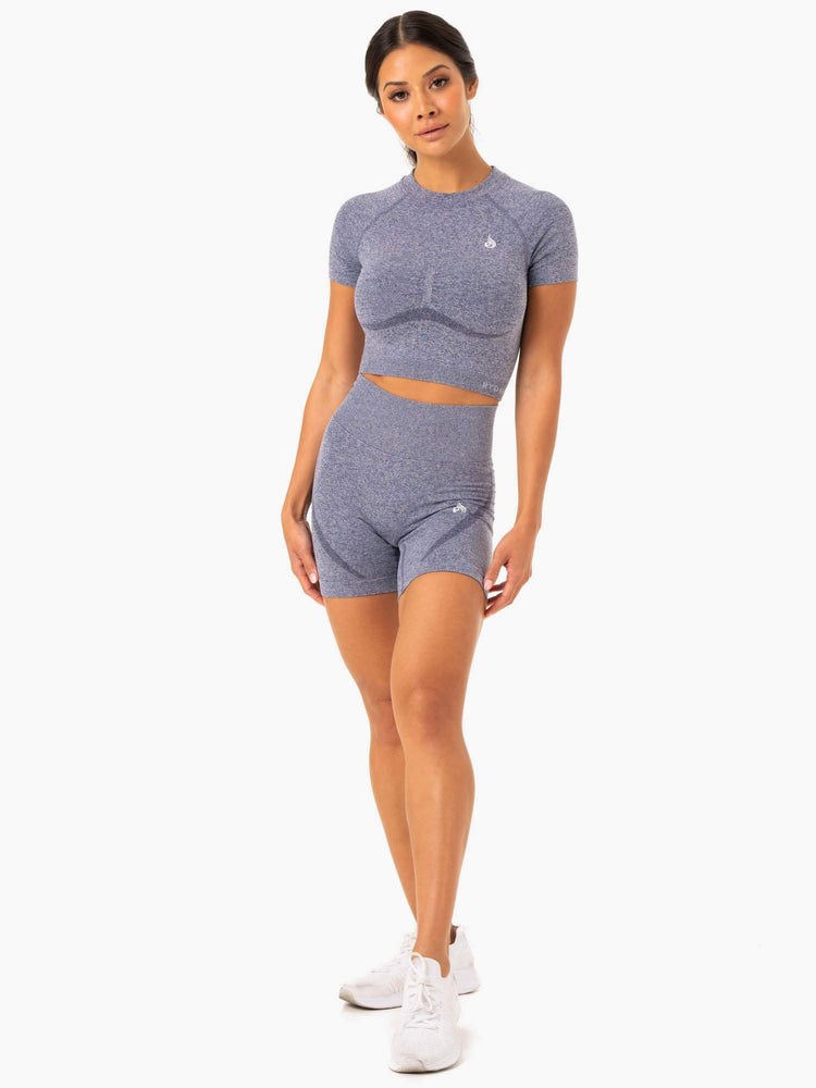 Ryderwear Sculpt Seamless T-Shirt Marinblå | ZVN-643859