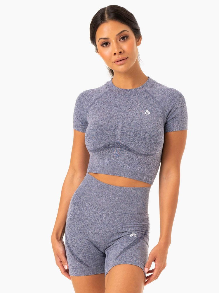 Ryderwear Sculpt Seamless T-Shirt Marinblå | ZVN-643859