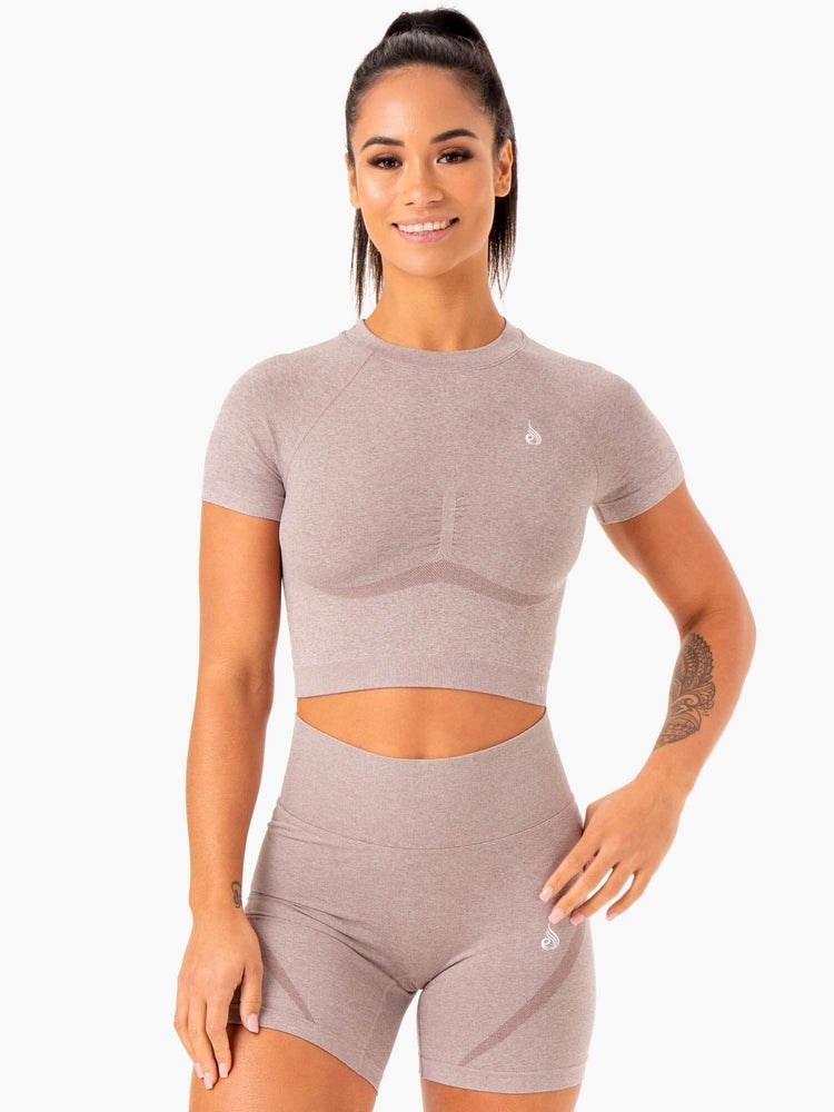 Ryderwear Sculpt Seamless T-Shirt Mushroom Marl | LXQ-796314