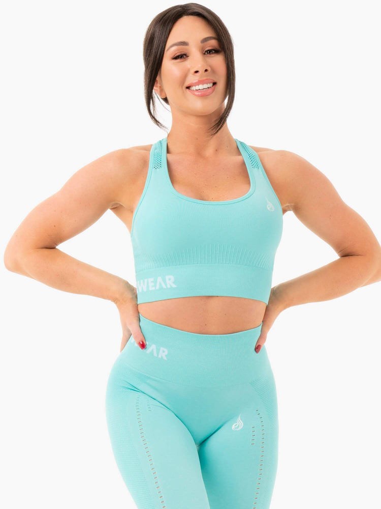 Ryderwear Seamless Staples Sports Bra Aqua Marl | SBJ-529307