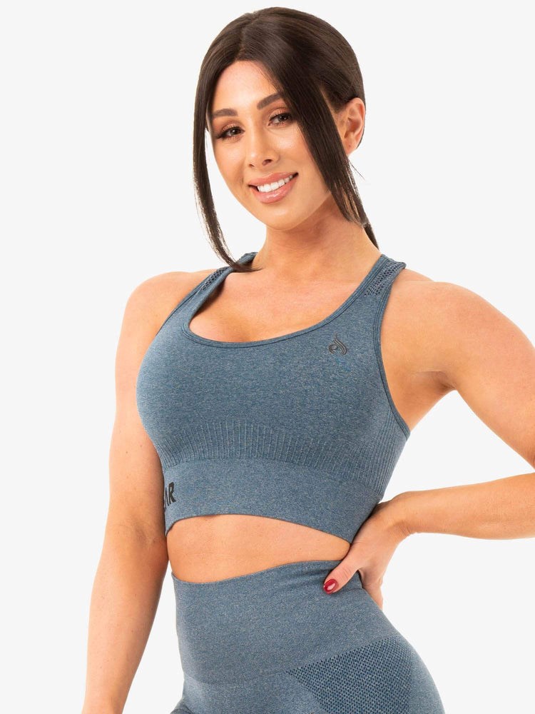 Ryderwear Seamless Staples Sports Bra Teal Marl | BCD-906421