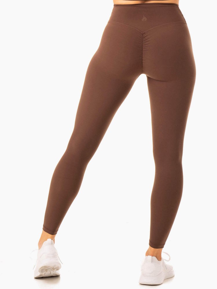 Ryderwear Serene Cross Over Scrunch Leggings Choklad | GHZ-748921