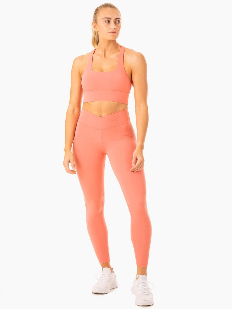 Ryderwear Serene Cross Over Scrunch Leggings Rosa Rosa | PQO-943027