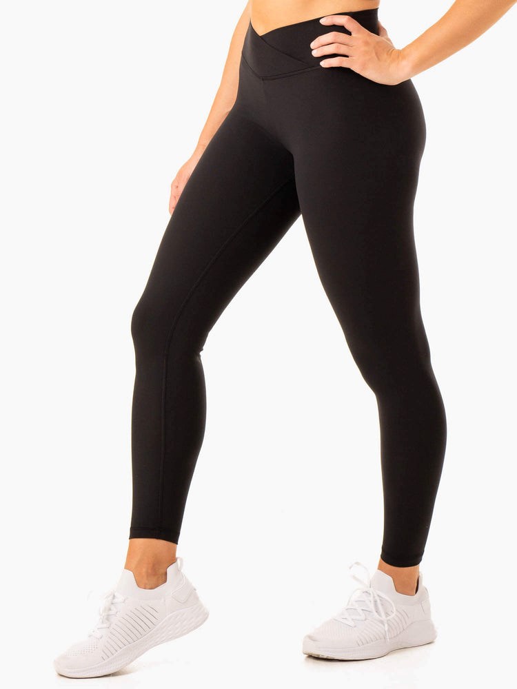 Ryderwear Serene Cross Over Scrunch Leggings Svarta | RSM-305981