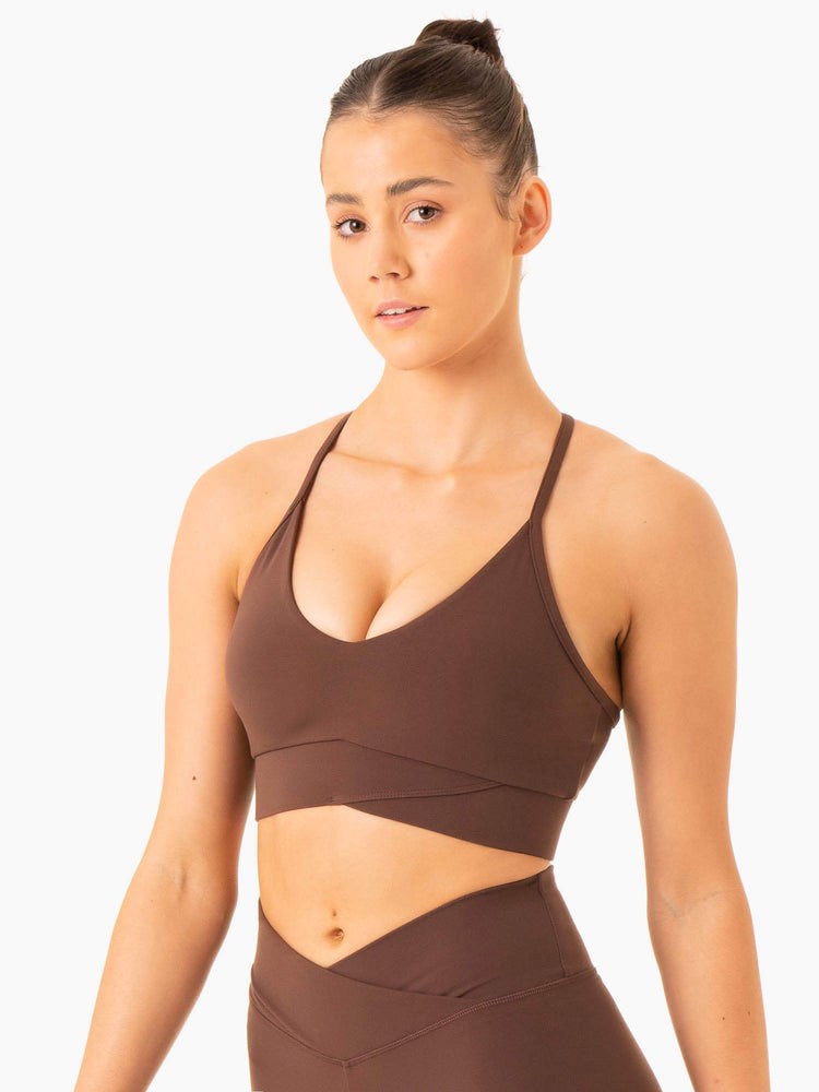 Ryderwear Serene Cross Over Sports Bra Choklad | AJP-546731