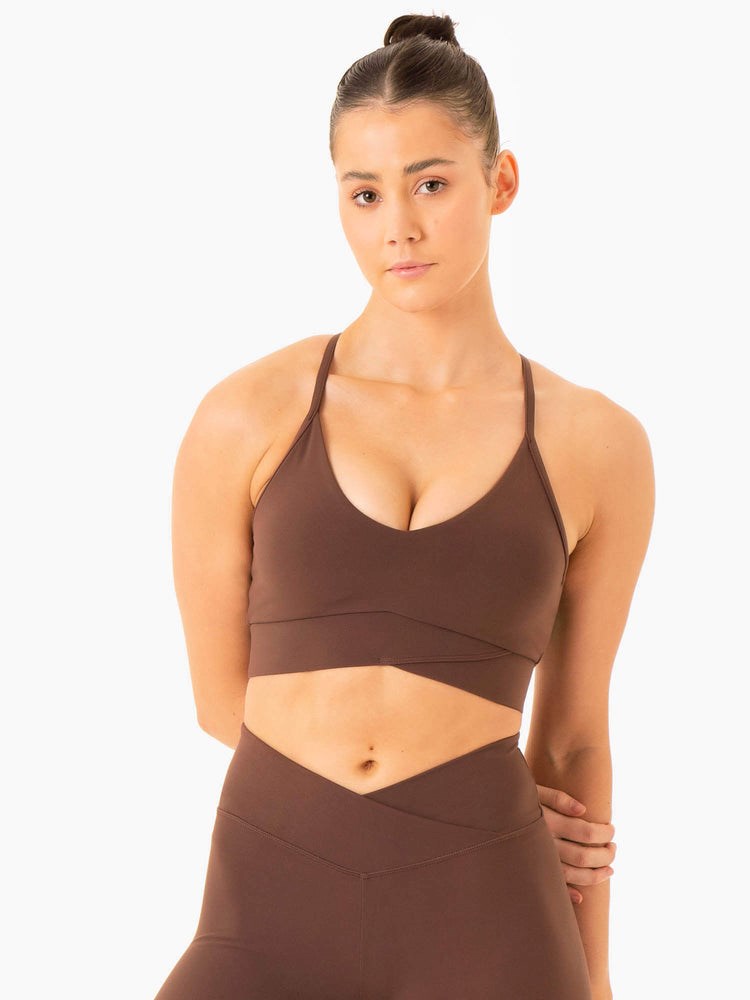 Ryderwear Serene Cross Over Sports Bra Choklad | AJP-546731