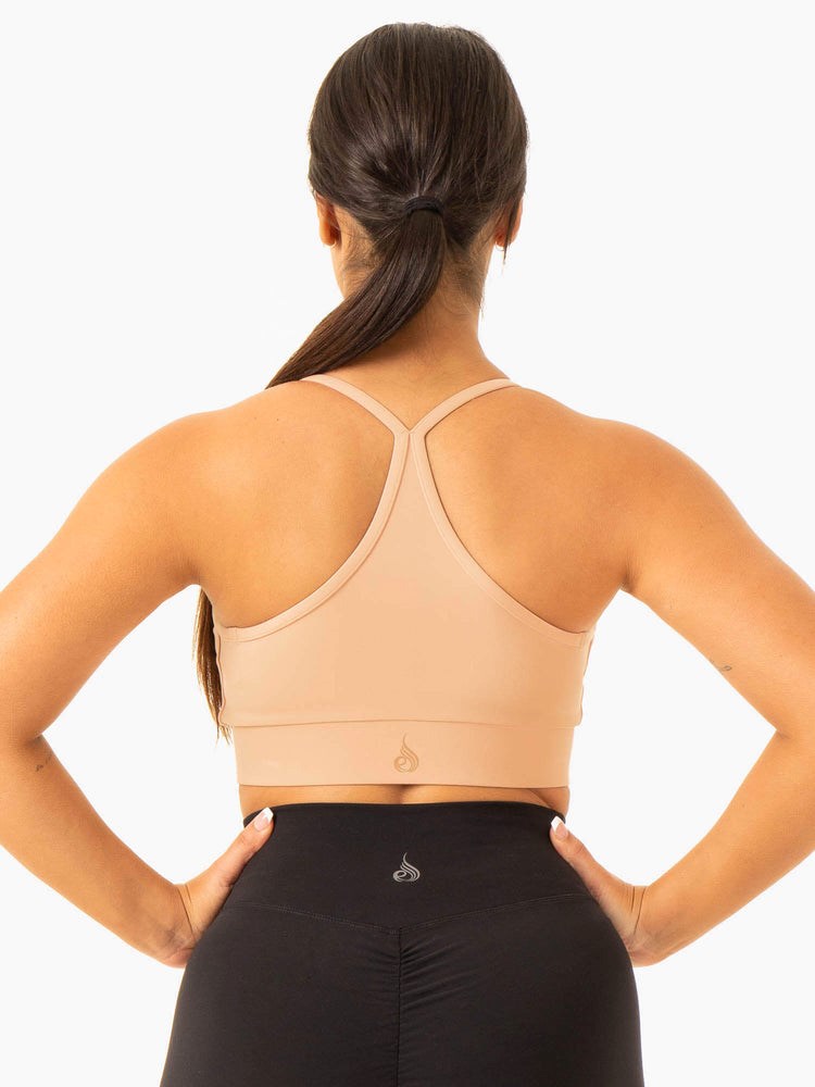 Ryderwear Serene Cross Over Sports Bra Tan | BJW-253941