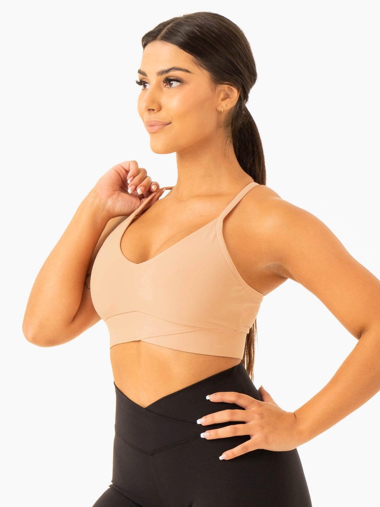 Ryderwear Serene Cross Over Sports Bra Tan | BJW-253941