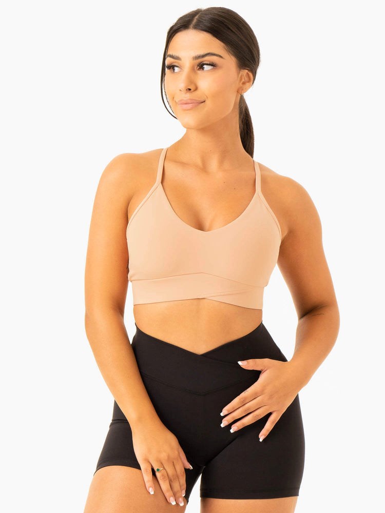 Ryderwear Serene Cross Over Sports Bra Tan | BJW-253941