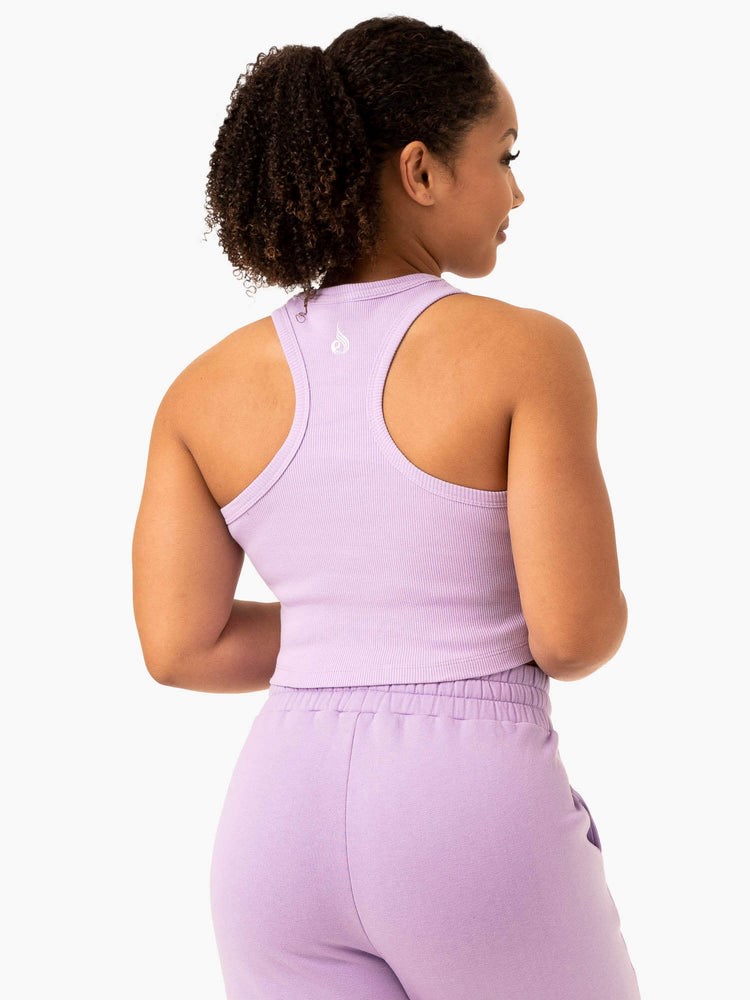 Ryderwear Sideline Rib Crop Tank Lilac | BST-069583