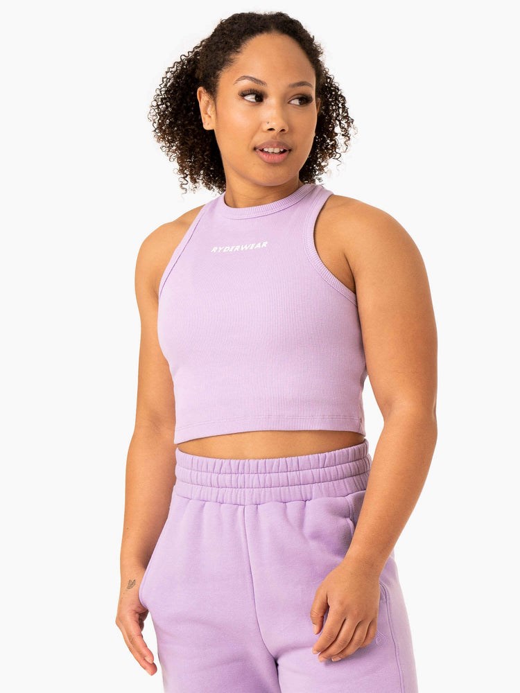 Ryderwear Sideline Rib Crop Tank Lilac | BST-069583