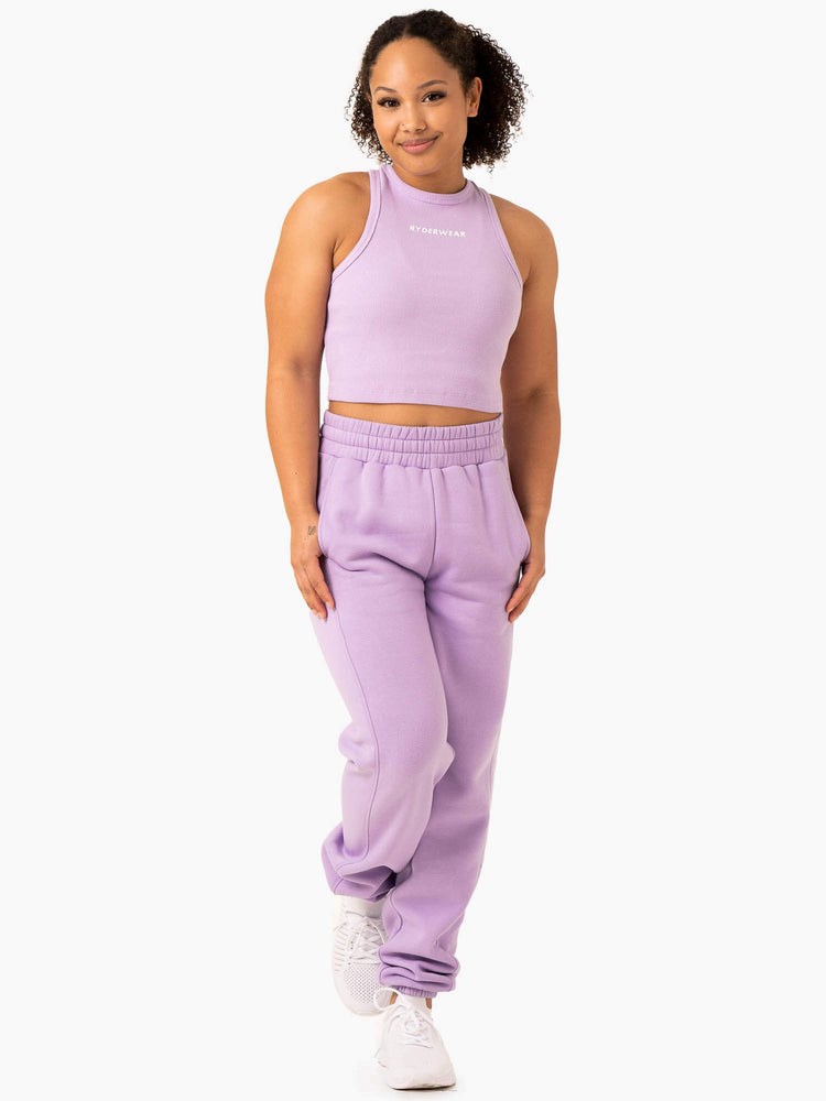 Ryderwear Sideline Rib Crop Tank Lilac | BST-069583