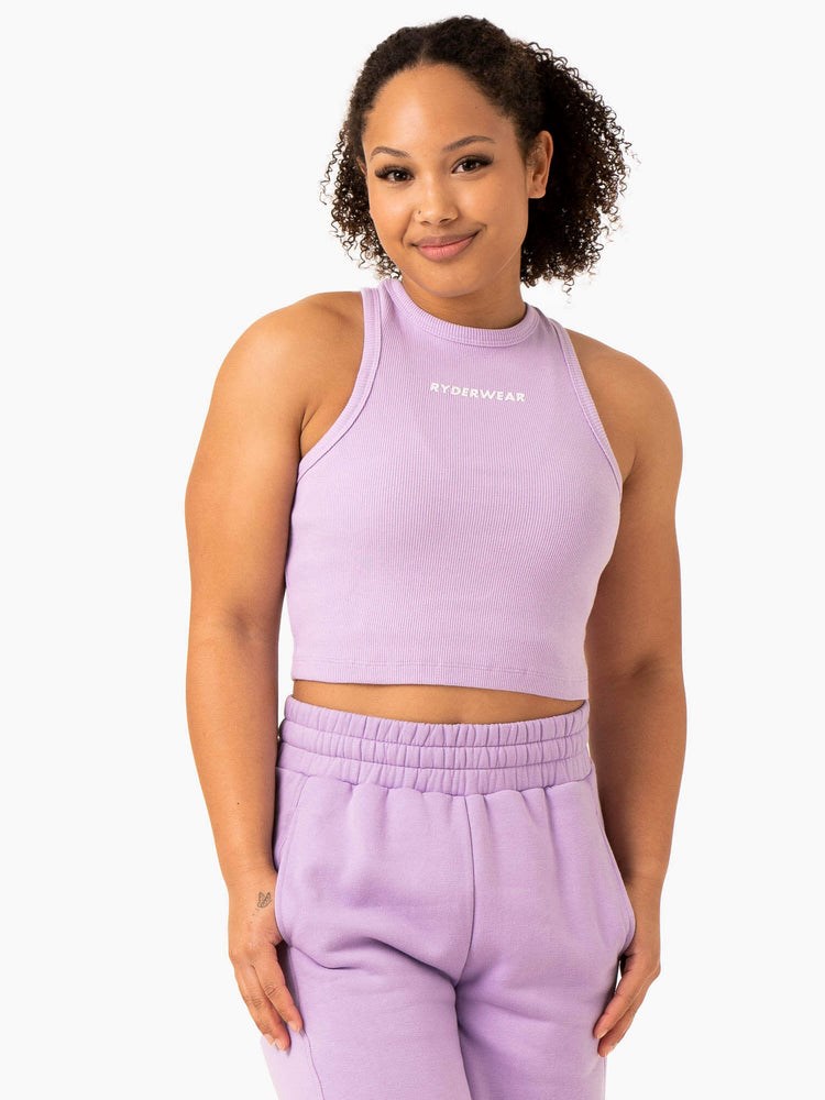 Ryderwear Sideline Rib Crop Tank Lilac | BST-069583