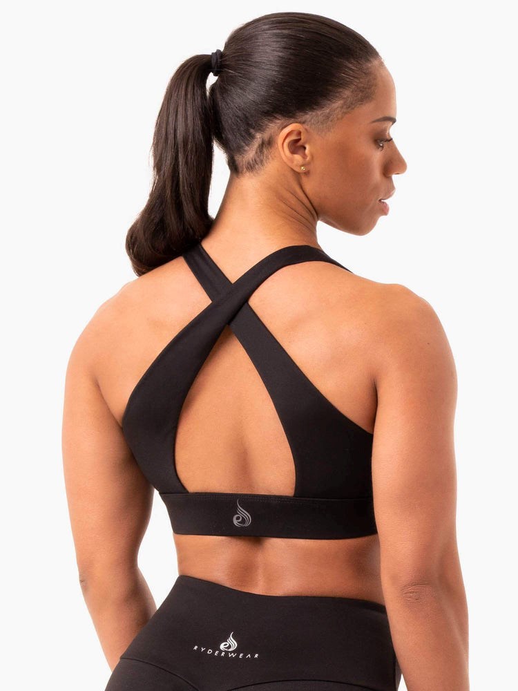 Ryderwear Staples Cross Over Sports Bra Svarta | APX-614270