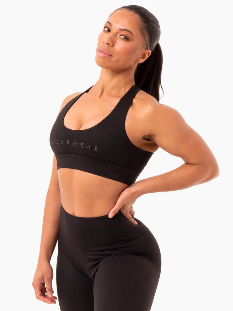 Ryderwear Staples Cross Over Sports Bra Svarta | APX-614270