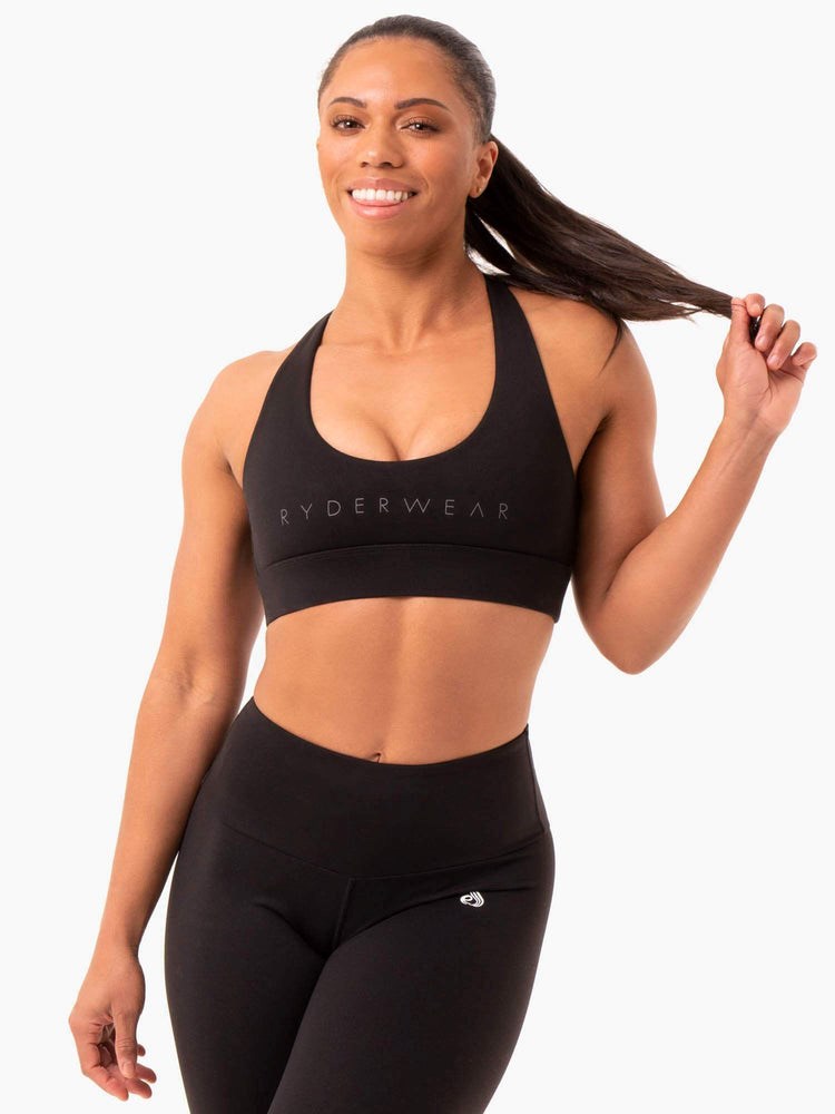 Ryderwear Staples Cross Over Sports Bra Svarta | APX-614270