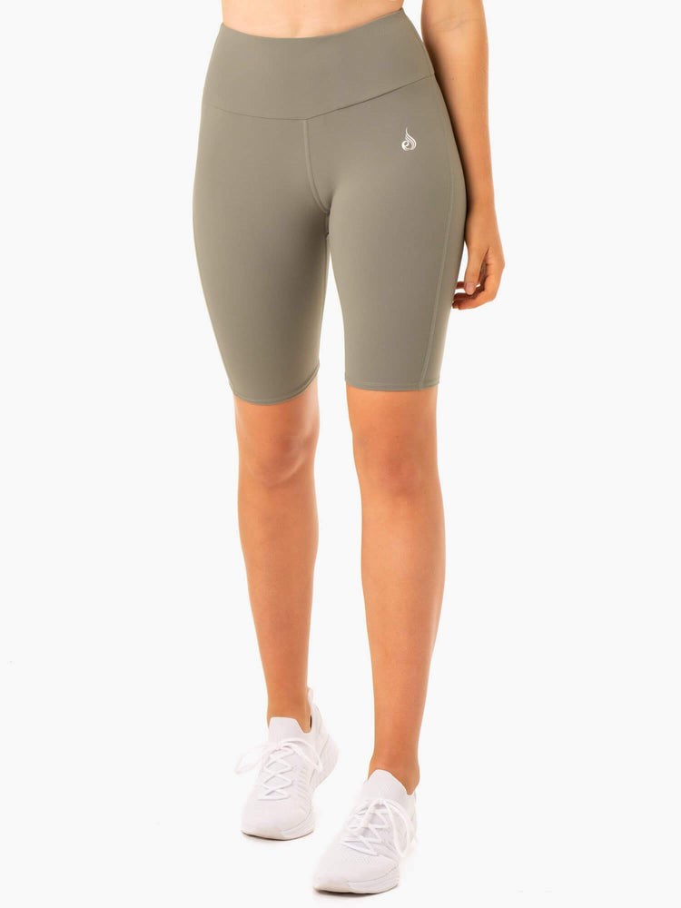 Ryderwear Staples Scrunch Bum Bike Shorts Khaki | HRC-013792