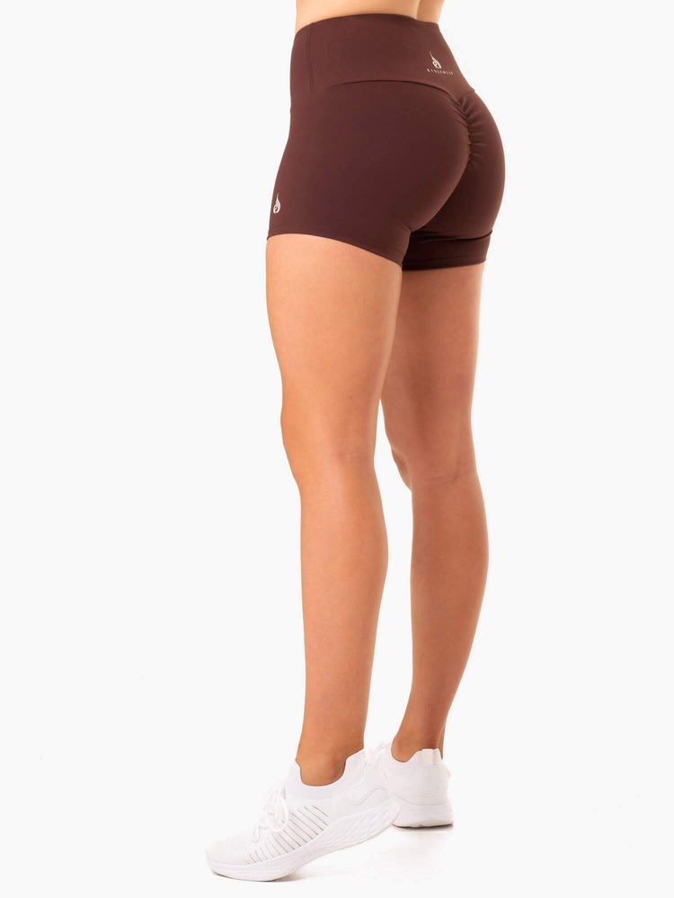 Ryderwear Staples Scrunch Bum Booty Shorts Choklad | UDN-296753