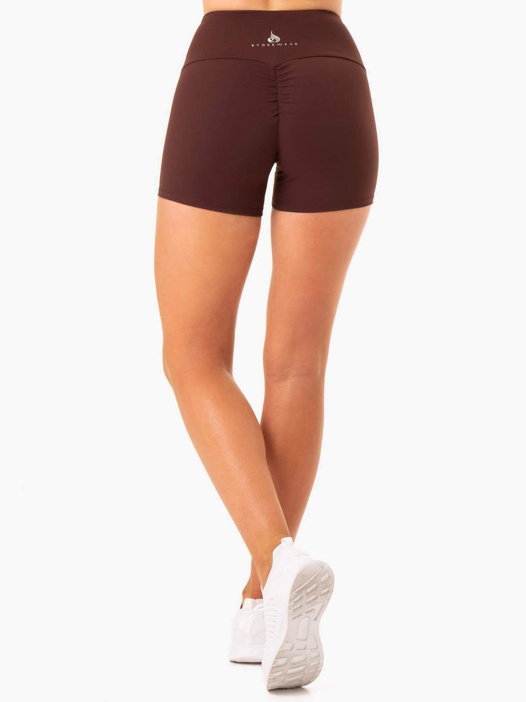 Ryderwear Staples Scrunch Bum Booty Shorts Choklad | UDN-296753