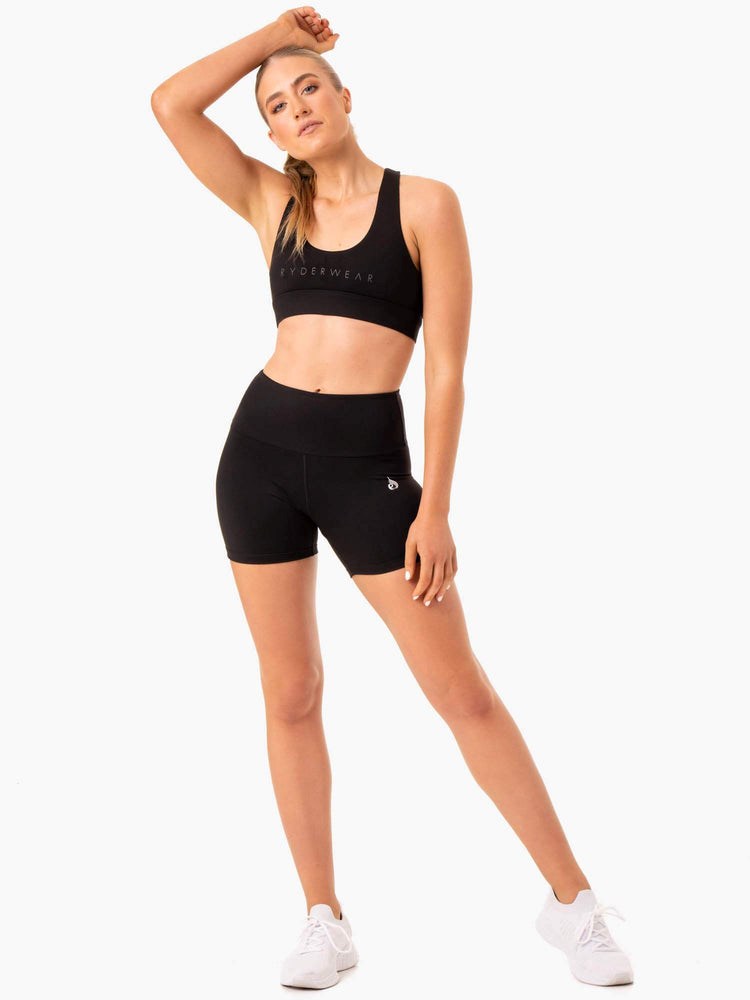 Ryderwear Staples Scrunch Bum Mid Length Shorts Svarta | GSA-260173