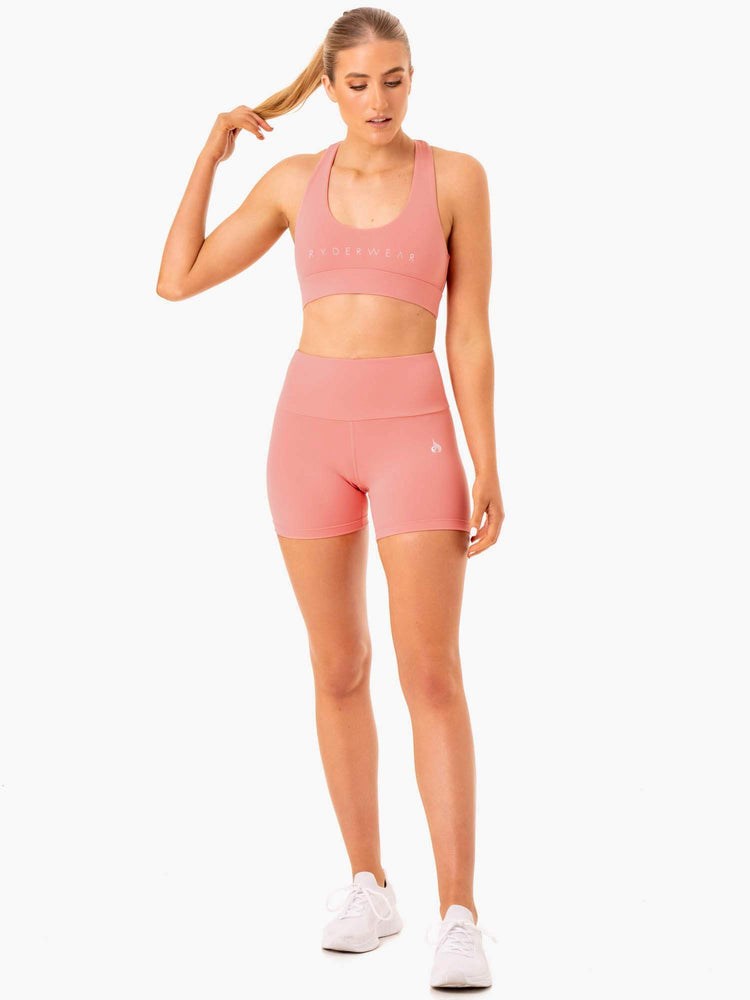 Ryderwear Staples Scrunch Bum Mid Length Shorts Rosa Rosa | IBG-520647