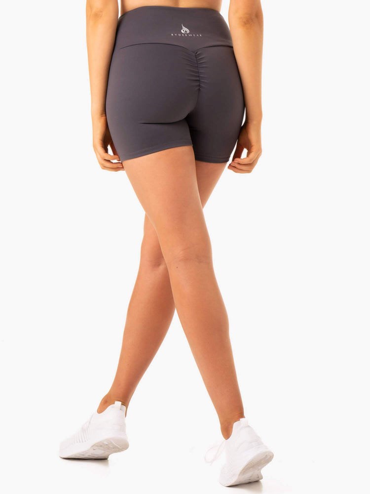 Ryderwear Staples Scrunch Bum Mid Length Shorts Charcoal | PAT-760391