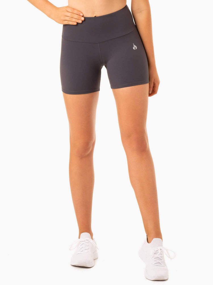 Ryderwear Staples Scrunch Bum Mid Length Shorts Charcoal | PAT-760391