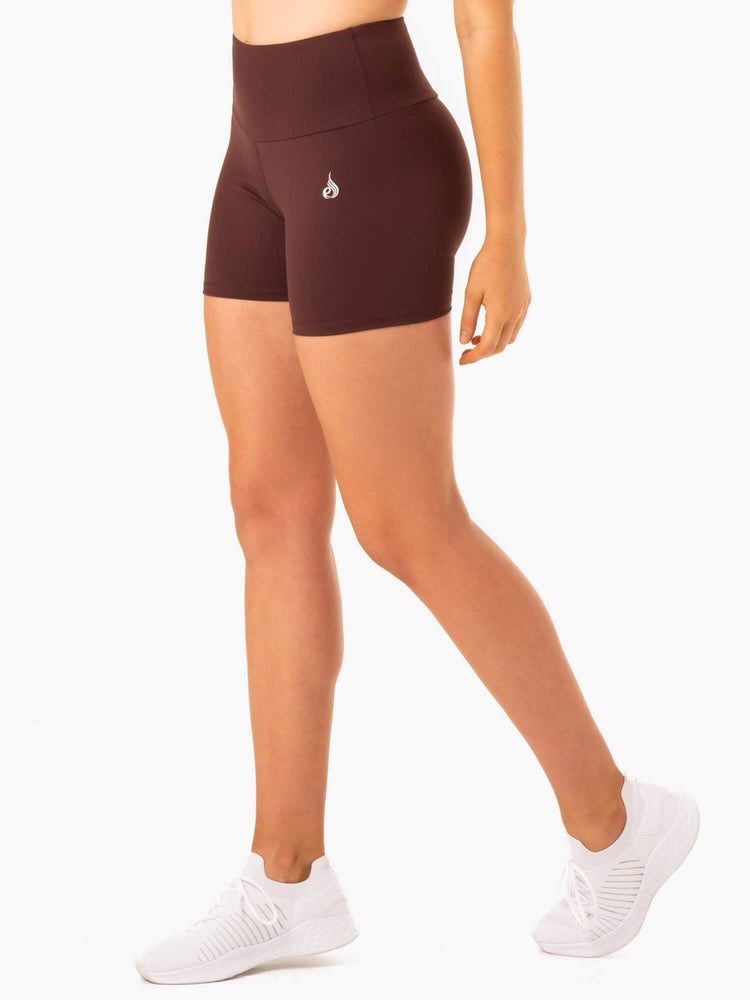 Ryderwear Staples Scrunch Bum Mid Length Shorts Choklad | TEJ-586390